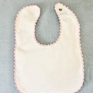 Pixie Lily Jersey Baby Bib with Pink Crochet Trim